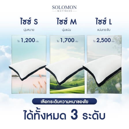 หมอนหนุนสุขภาพ SIZE L SOLOMON ใย 2,500 คุณภาพพรีเมียม รุ่น SILENT_2